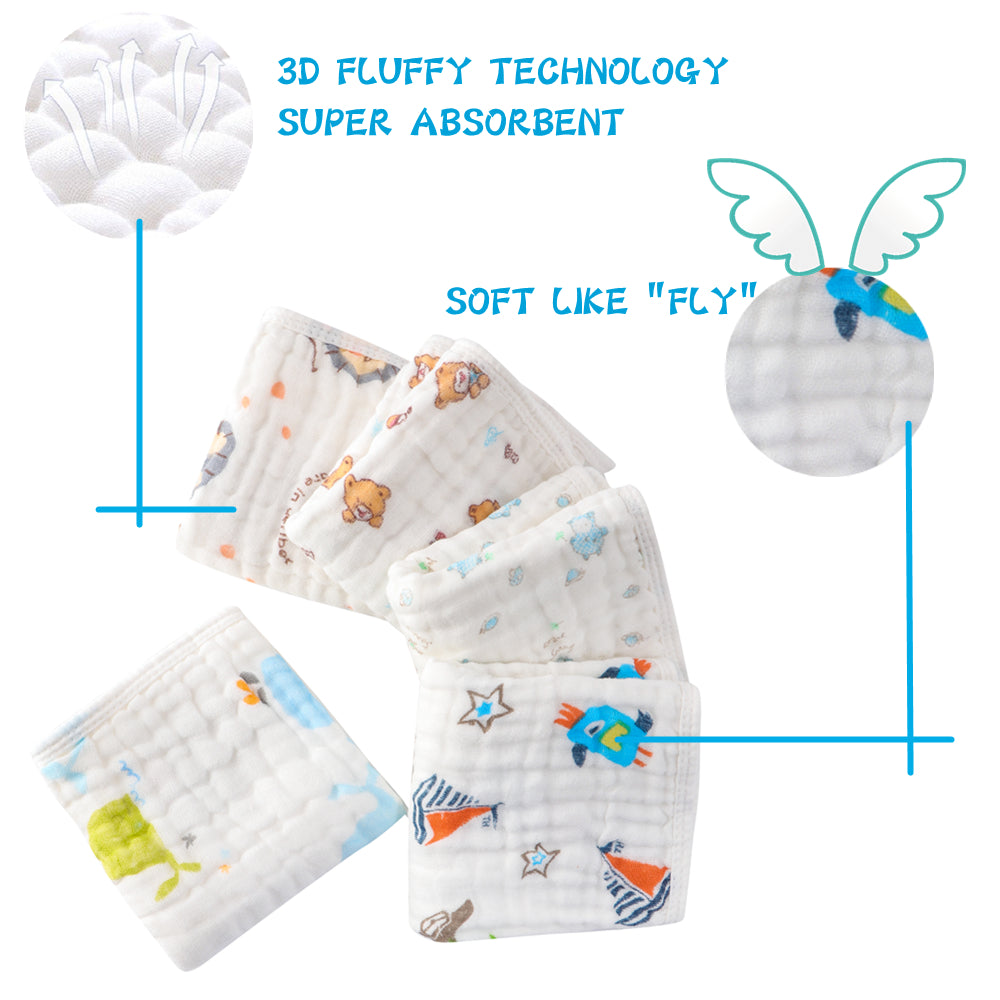 Baby Burp Cloths 100 Large 8cmX25 6 Layer Soft Absorbent 5pcs Pack