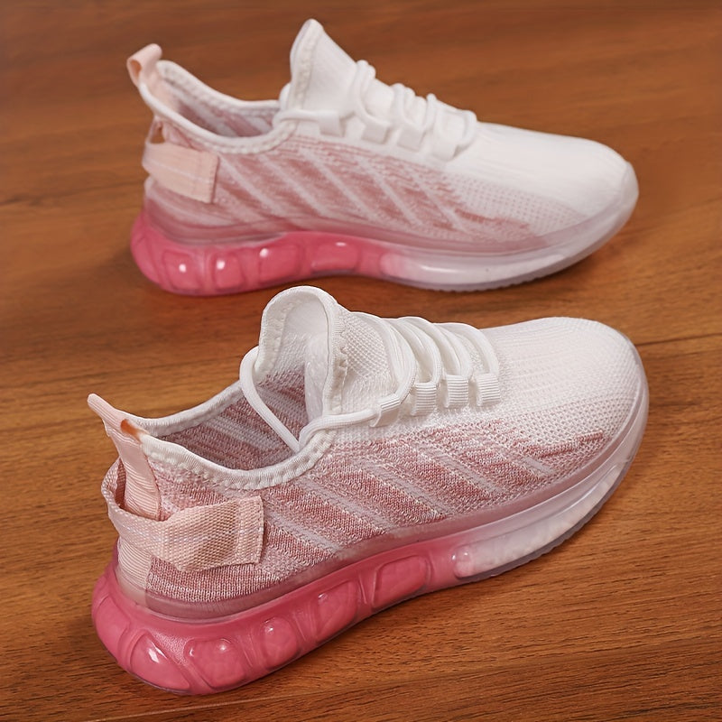 Women's Ombre Lace Up Mesh Sneakers Anti slip Athletic Shoes