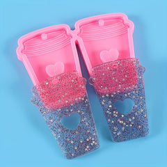 Heart Cutout Resin Milk Tea Cups Keychain Mold