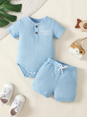 2pcs Baby Boys Mama's Boy Short Sleeve Onesie & Shorts Set