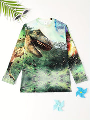 3D Dinosaur Kid's Pullover Long Sleeve Top For Spring Fall Winter
