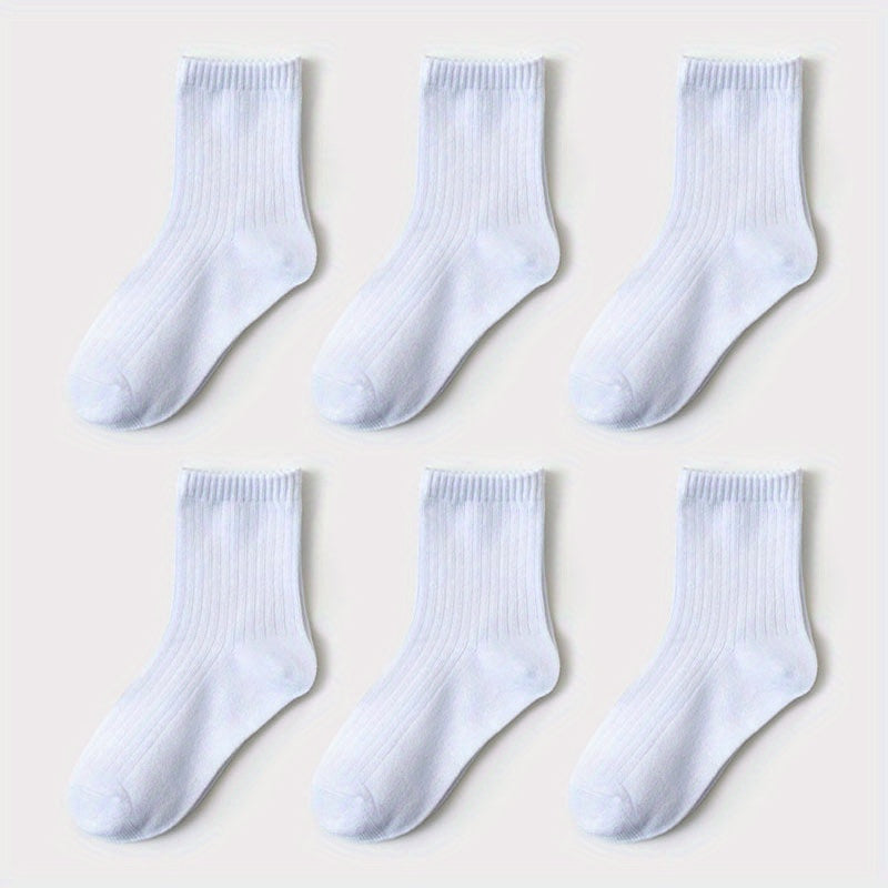 6 Pairs Boys Cotton Crew Socks for Kids Toddlers