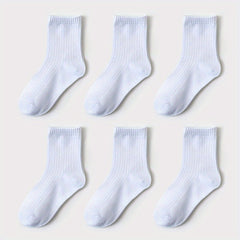 6 Pairs Boys Cotton Crew Socks for Kids Toddlers
