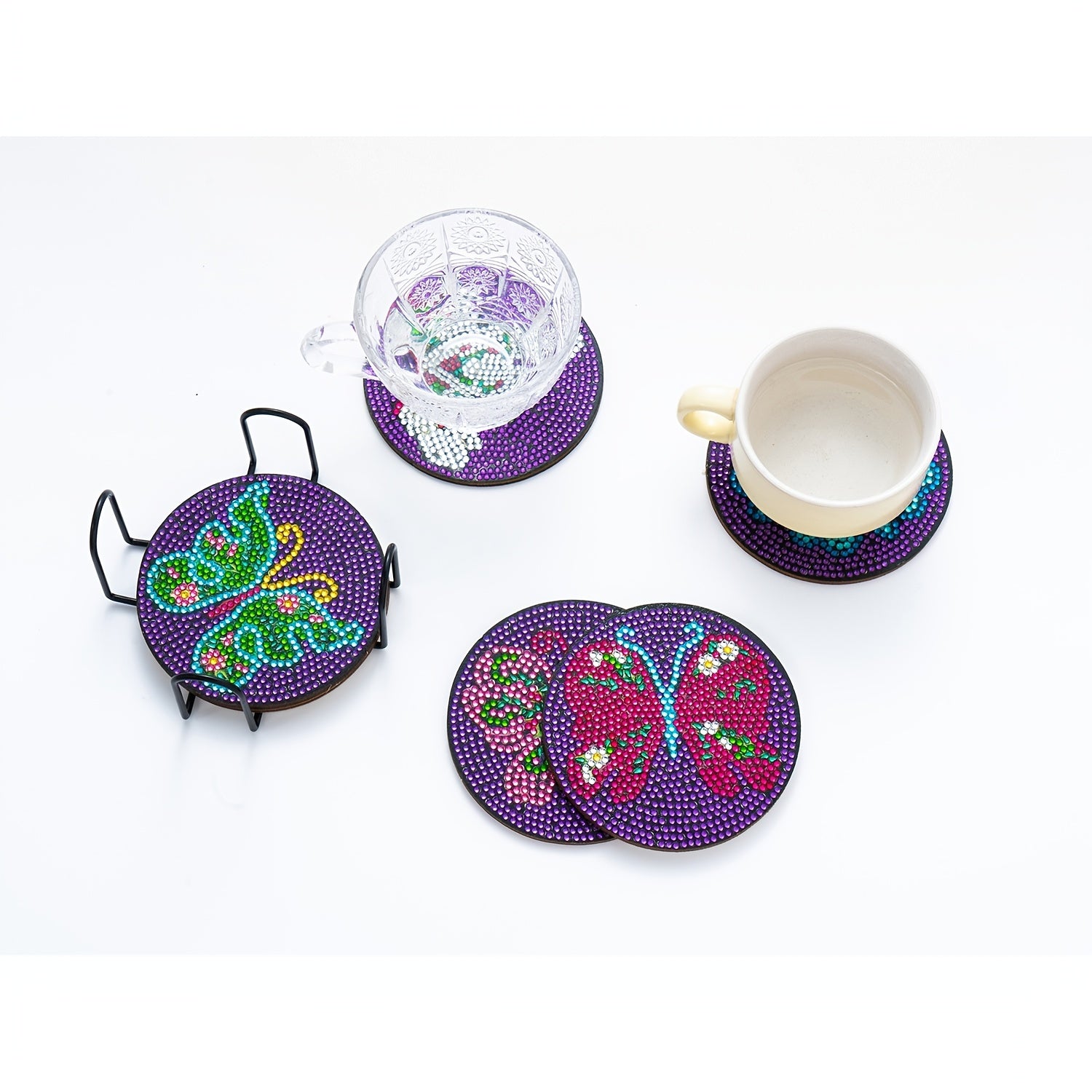 6pcs Butterfly Diamond Painting Coasters DIY Kit