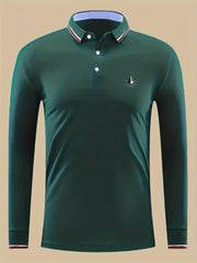 Knight Print Men's Casual Button Up Long Sleeve Polo Shirt