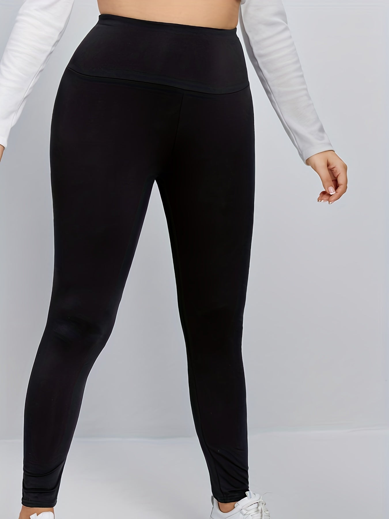 Solid Tummy Control Leggings High Rise High Stretch