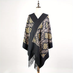 Cashmere Embroided Scarf Long Warm Tassel Shawl