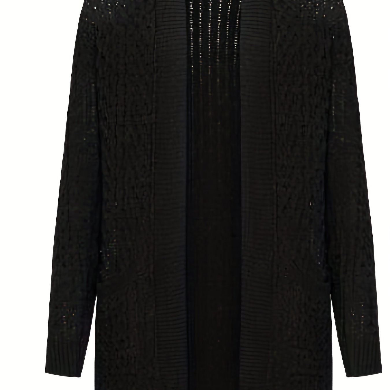 Plus Size Casual Cardigan Women's Plus Solid Hollow Out Half Sleeve Open Front