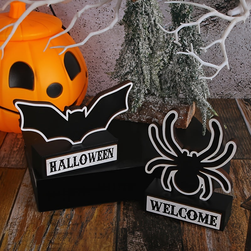 Halloween Spider Bat Wooden Sign Christmas Ornament Spooky Party Decor