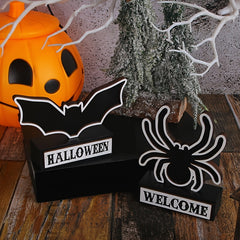 Halloween Spider Bat Wooden Sign Christmas Ornament Spooky Party Decor