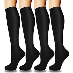 4 Pairs Knee High Compression Socks 15-20 mmHg Support for Women and Men