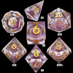 Resin Quicksand Dice Set with Liquid Core - D20 Game Accessories