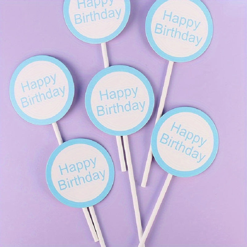 6pcs Birthday Dessert Table Decoration Inserts Cupcake Decoration