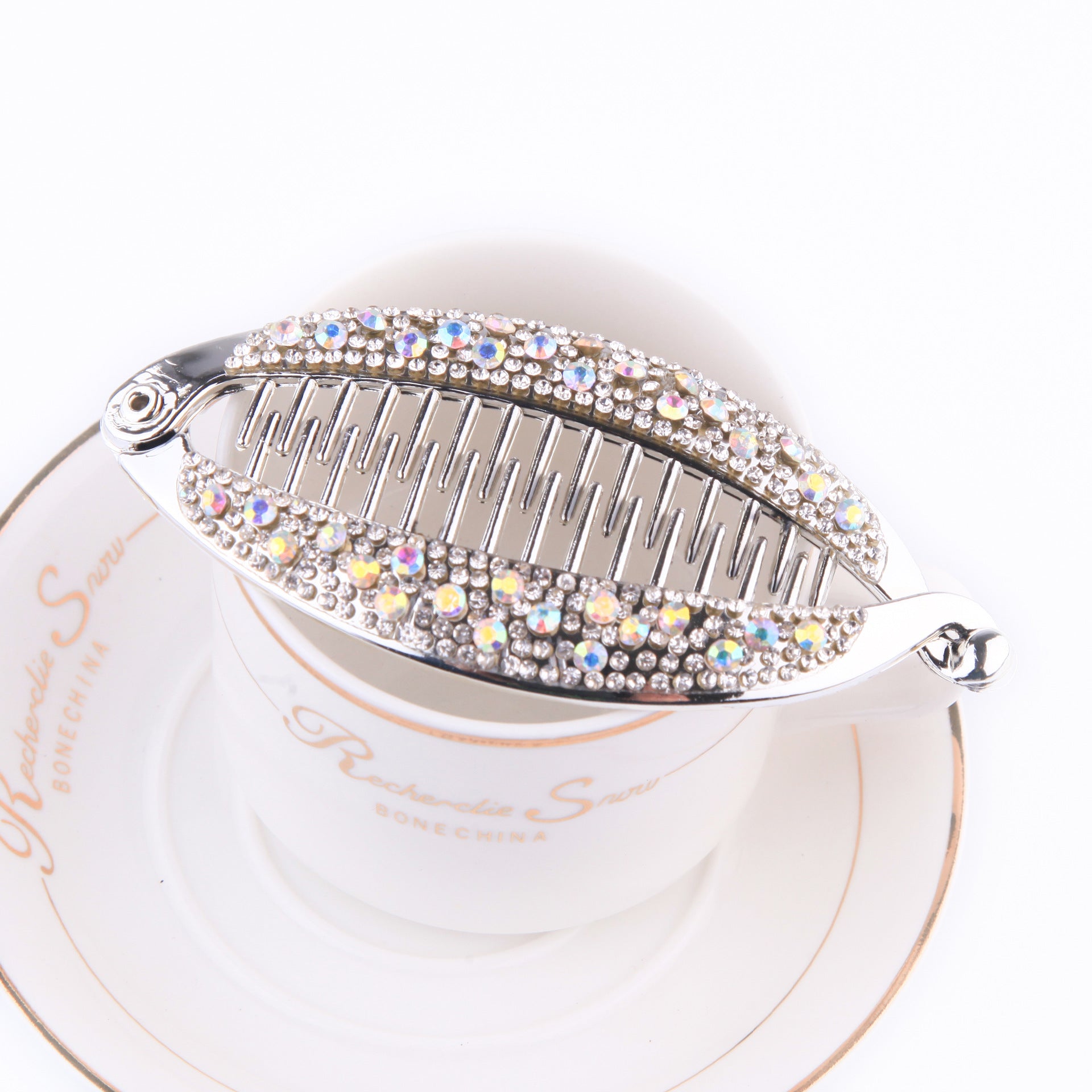 Fish Shape Rhinestone Banana Clip Hair Twist Holder for Women