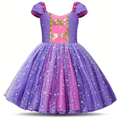 Girls Princess Dress Tulle Bow Holiday Party Prom Costume Kids Clothes