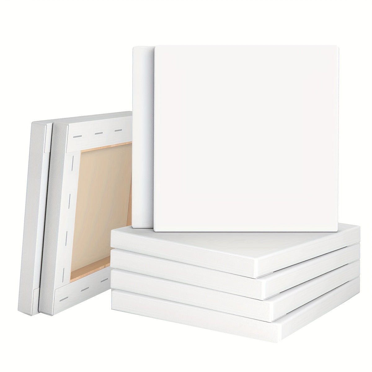 8pcs 8x8 Professional Stretched Canvas Heavy Duty Gesso Triple Primed