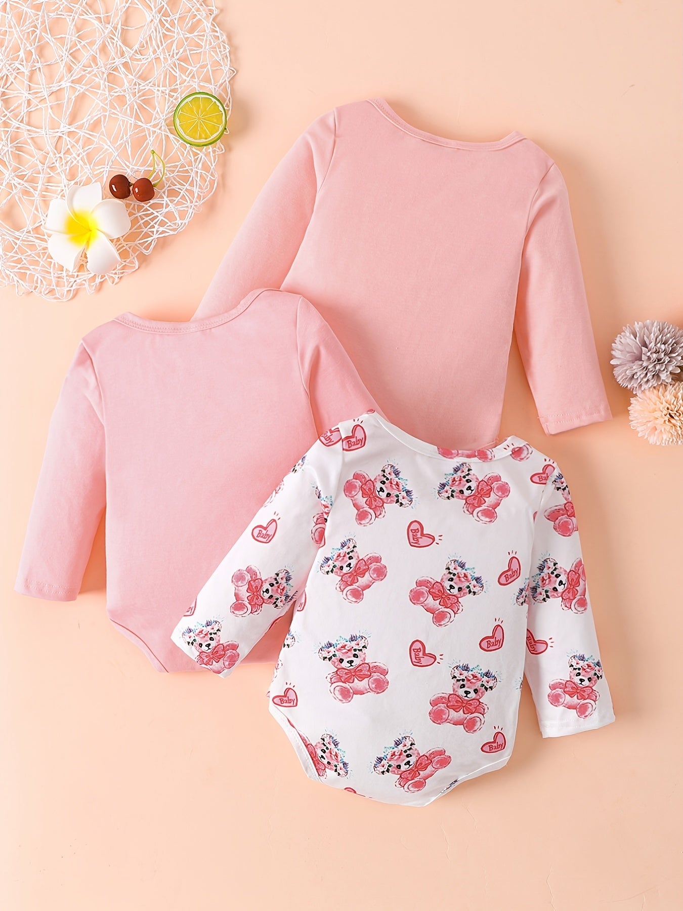 3pc Baby Long-sleeved Rompers Tops Various Styles