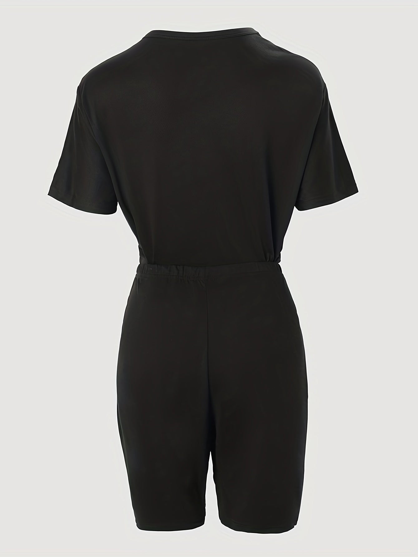 Casual Two Piece Set Crew Neck Tee & Slim Shorts