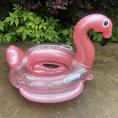 Large Flamingo Shaped Sequin Translucent Swimming Ring
