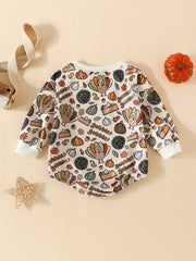 Baby Pumpkin Turkey Print Jumpsuit for 0-2 Years