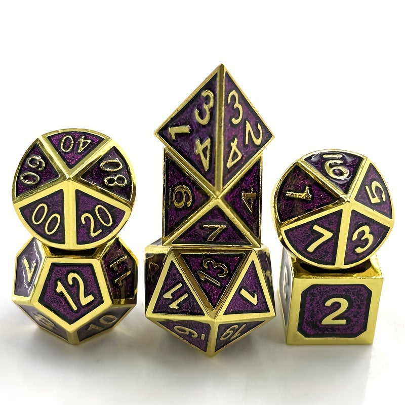 7pcs Metal Dice For Fun Game Number Dice Desktop Entertainment