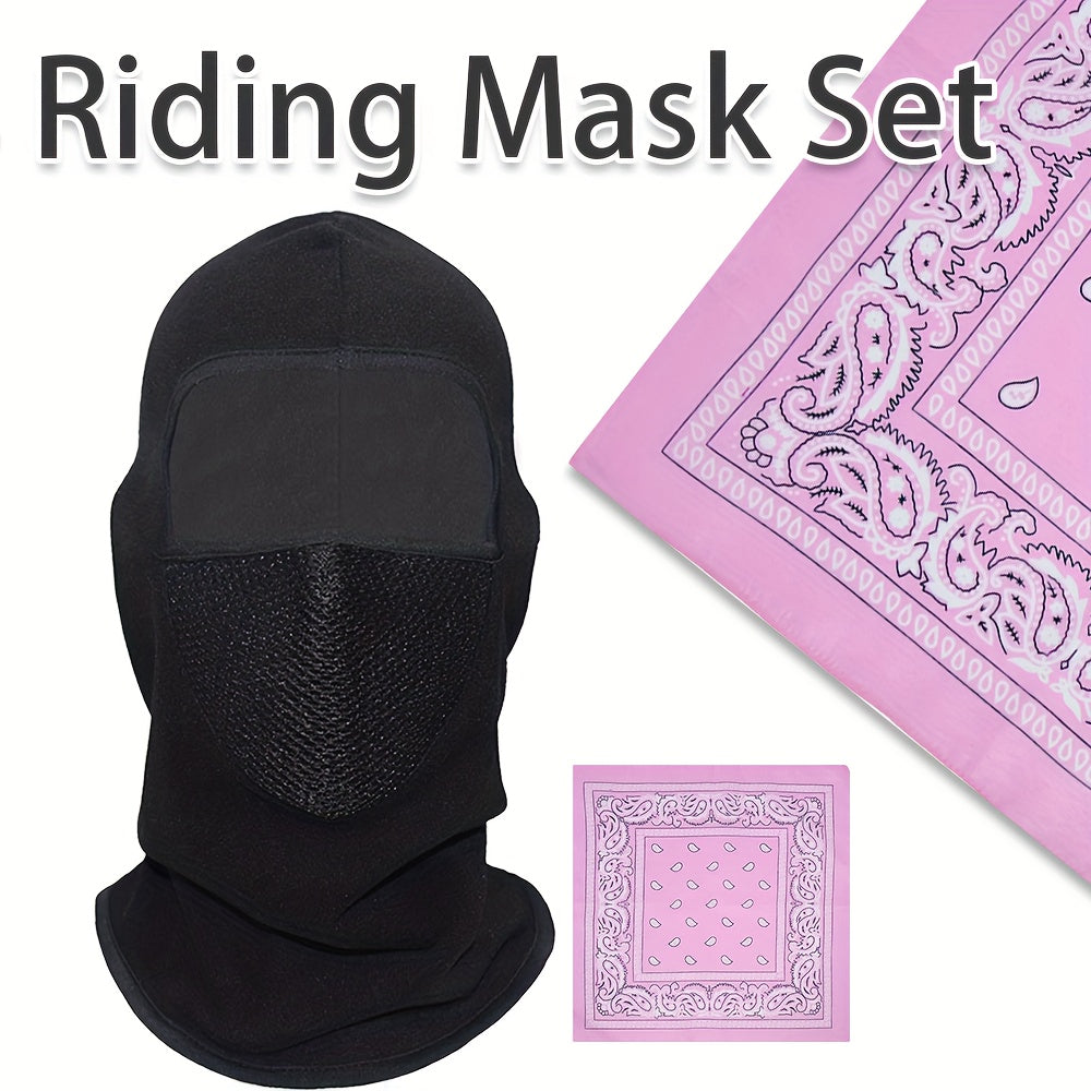 2PCS Cycling Mask Set - Windproof Mask & Square Scarf for Halloween Christmas