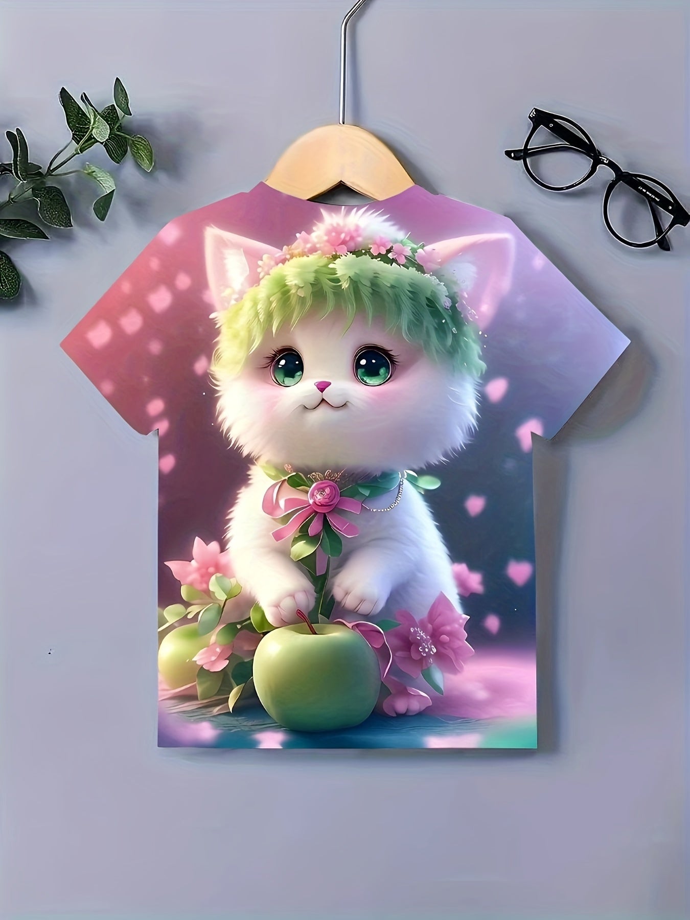 Cute Kitty Graphic Tee for Girls Summer Gift