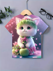 Cute Kitty Graphic Tee for Girls Summer Gift