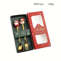 Christmas Spoon Set Santa Claus Elk Doll Spoon
