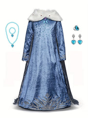 Girl's Fur Collar Princess Dress Snow Queen