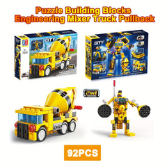 4 IN 1 Engineering Building Blocks Roller Dump Truck Mixer Excavator Model Robot