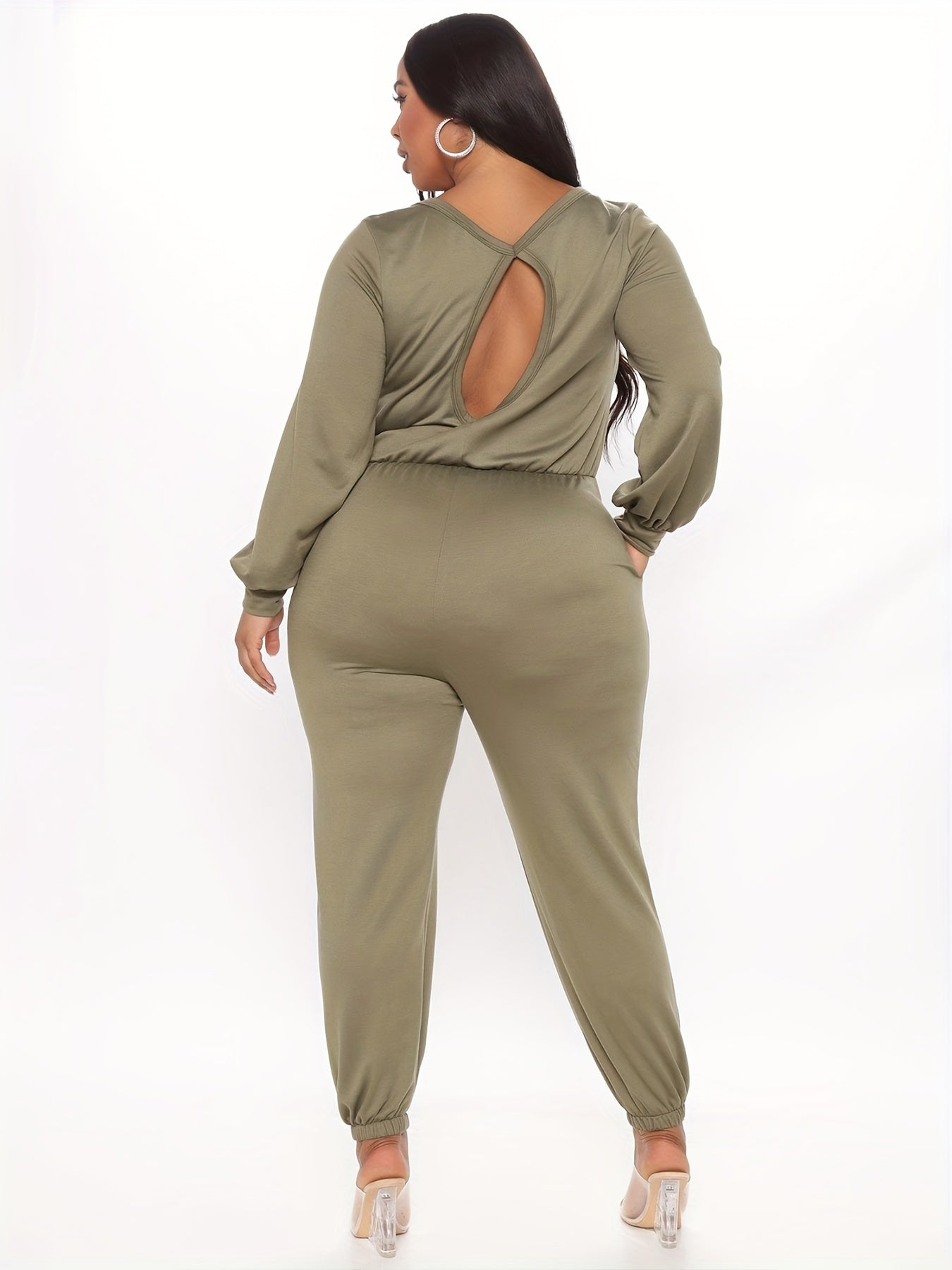 Women's Plus Sexy Long Sleeve Jumpsuit