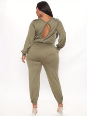 Women's Plus Sexy Long Sleeve Jumpsuit