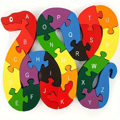 Wooden Snake Alphanumeric Building Block Toy Children's Birthday Gift