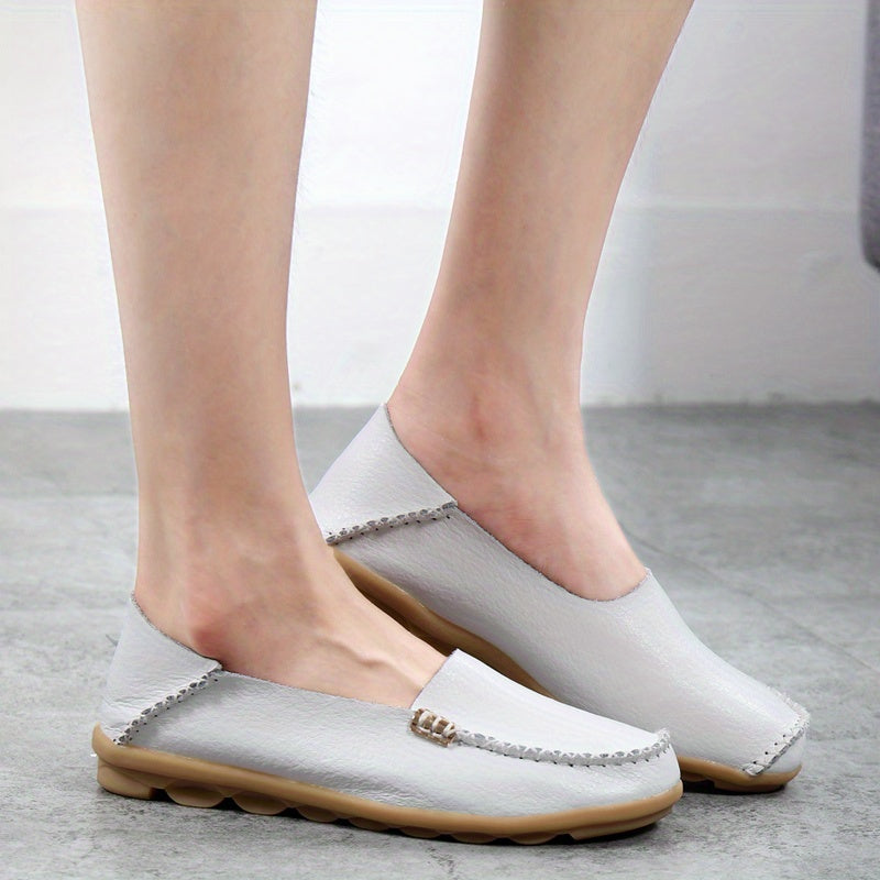 Women's Casual Solid Color Flat Loafers Soft Sole Non Slip Shoes
