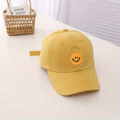 Kids Summer Peaked Cap Smiley Embroidery