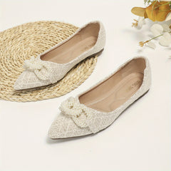 Faux Pearl Flat Shoes Slip On Soft Sole Casual Comfy Walking Shoes