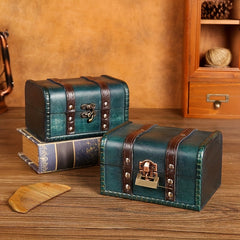 Retro Jewelry Storage Box Buckle Lid Earring Wooden Basket