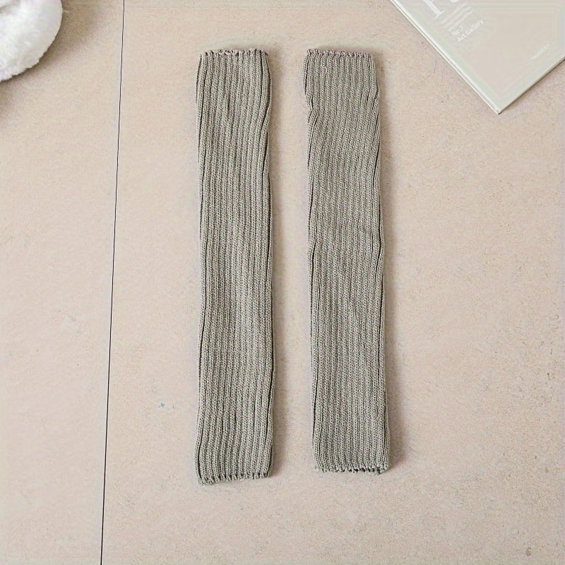 Rib Knit Leg Warmers Knee High Socks Women's Stockings