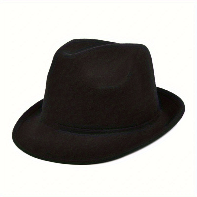 Classic Fedora Cap Rolled Brim Unisex Jazz Hat Casual Felt Hat