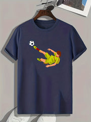 Men's Football Player Print Comfy T-shirt for Outdoor Summer