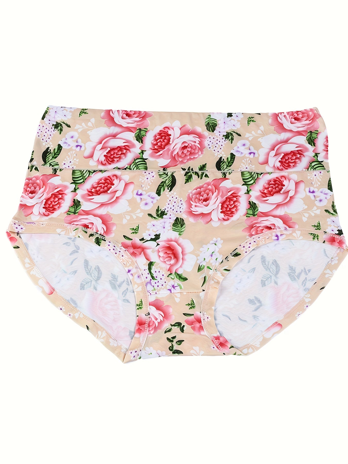 4 Pack Plus Size Panties Set Women's Plus Comfort Floral Print