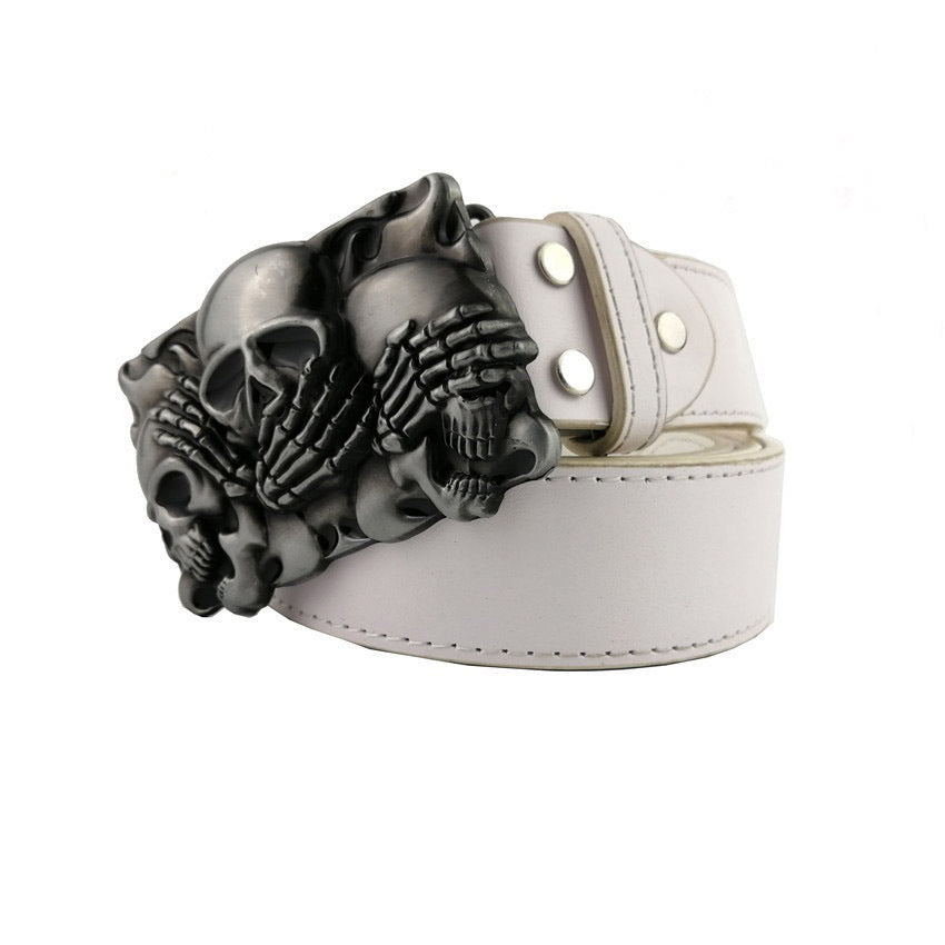 Skull Metal Belt Jeans Accessories With Leather Belt for Men and Women