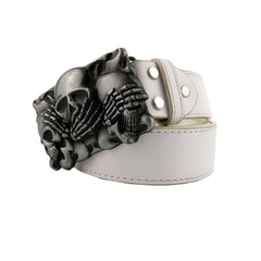 Skull Metal Belt Jeans Accessories With Leather Belt for Men and Women