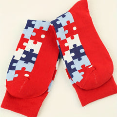 Colorblock Puzzle Socks Women's Mid Tube Stockings