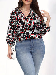 Allover Print Notched Neck Top