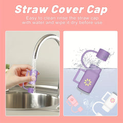 4pcs Straw Topper Initial Charm - Reusable Silicone Straw Cap, 1.02cm Straws