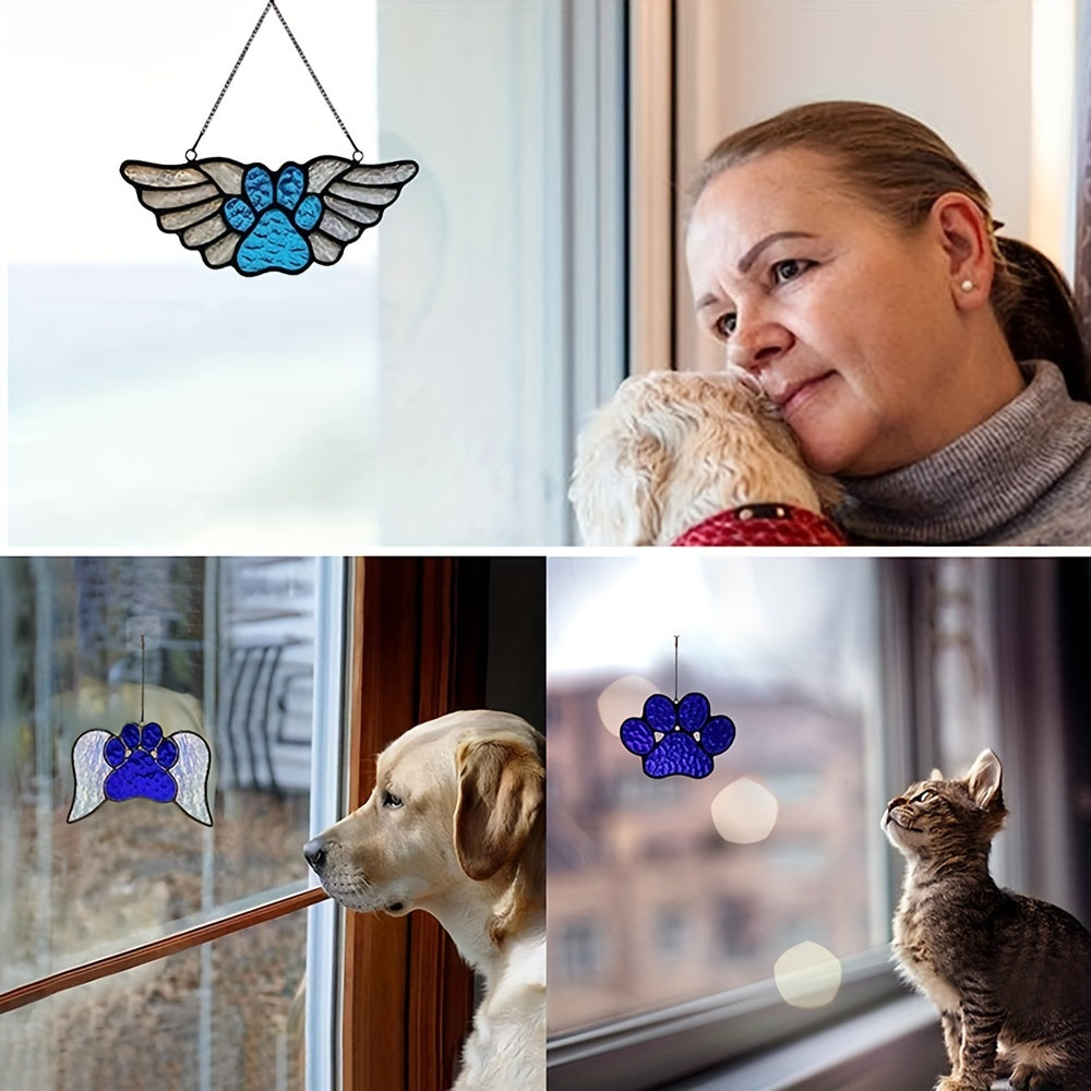Pet Paw Print Hanging Ornament for Windows - Dog Memorial
