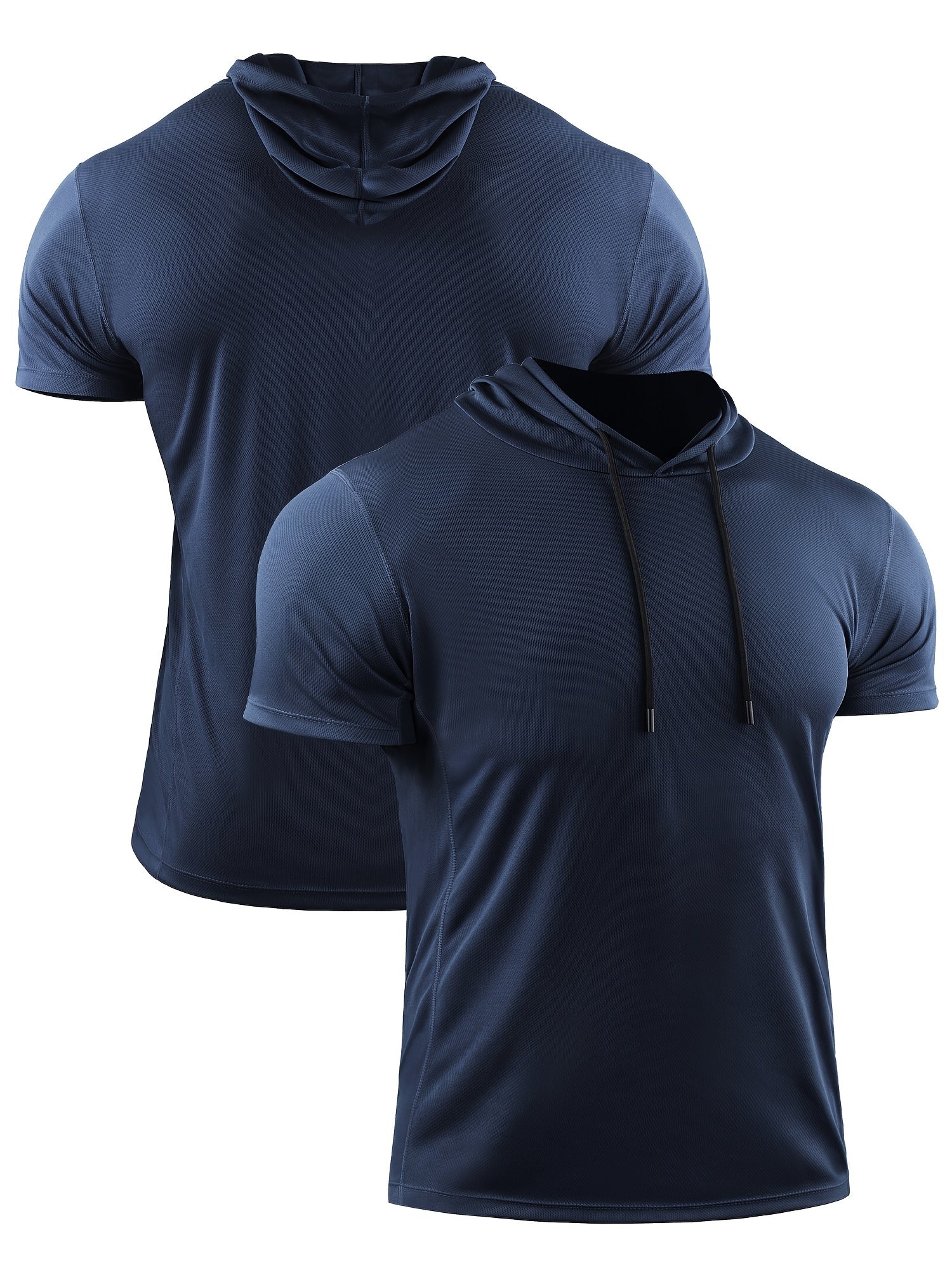Men's Casual Sports Shirt Quick Dry Hooded Short Sleeve Top