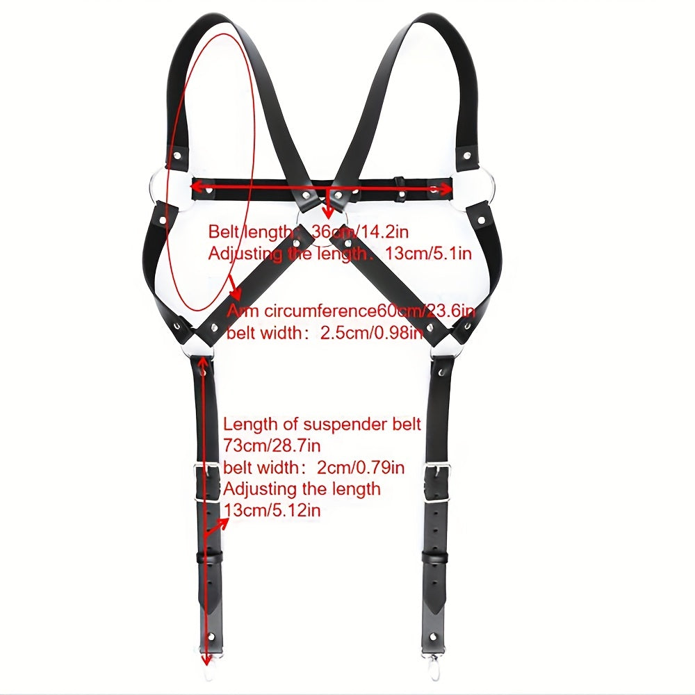 Gothic Style PU Leather Suspenders for Men